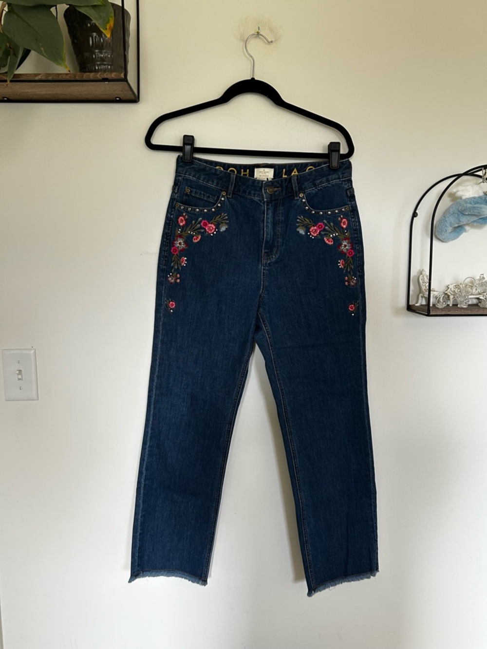 Kate Spade Broome Street Ditsy Embroidered Floral Denim High Rise Straight Jeans